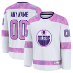 Kooe Custom E.Oilers White 2024 Hockey Fights Cancer Practice Jerseys