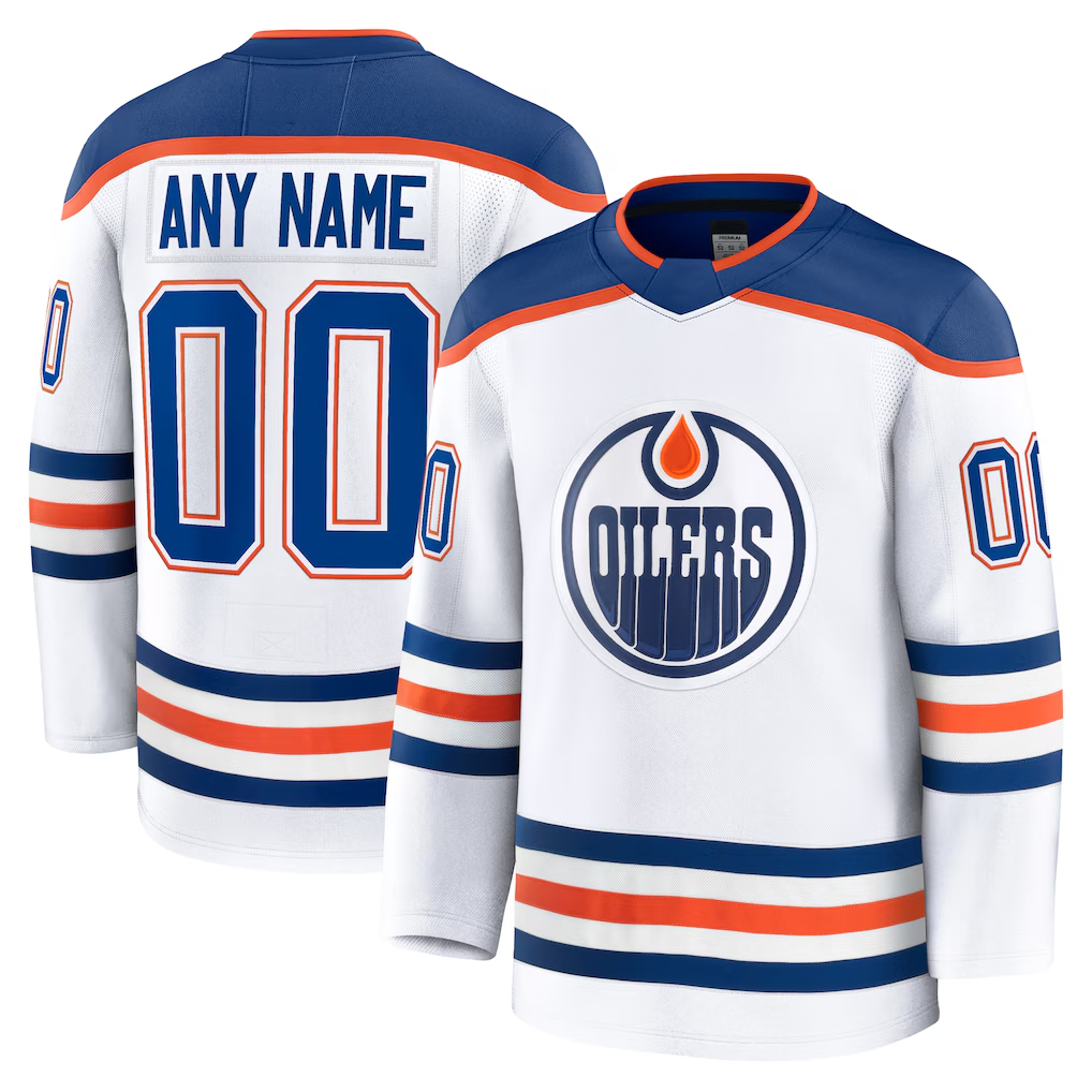 Kooe Custom E.Oilers White Away Premium Jerseys
