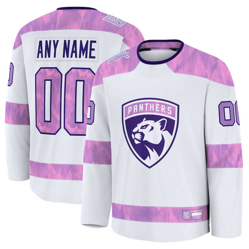 Kooe Custom F.Panthers White 2024 Hockey Fights Cancer Practice Jerseys