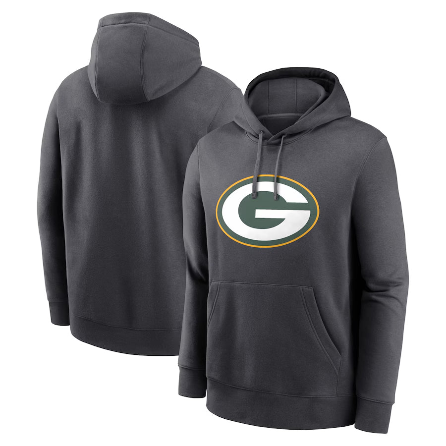 Kooe Custom GB.Packers Anthracite Pullover Hoodie Game Stitched Jerseys