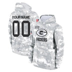 Kooe Custom GB.Packers Arctic Camo Salute to Service Hoodies Limited Game Any Name & Numbers Stitched Jerseys