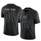 Kooe Custom GB.Packers Black REFLECTIVE Limited Stitched Jerseys