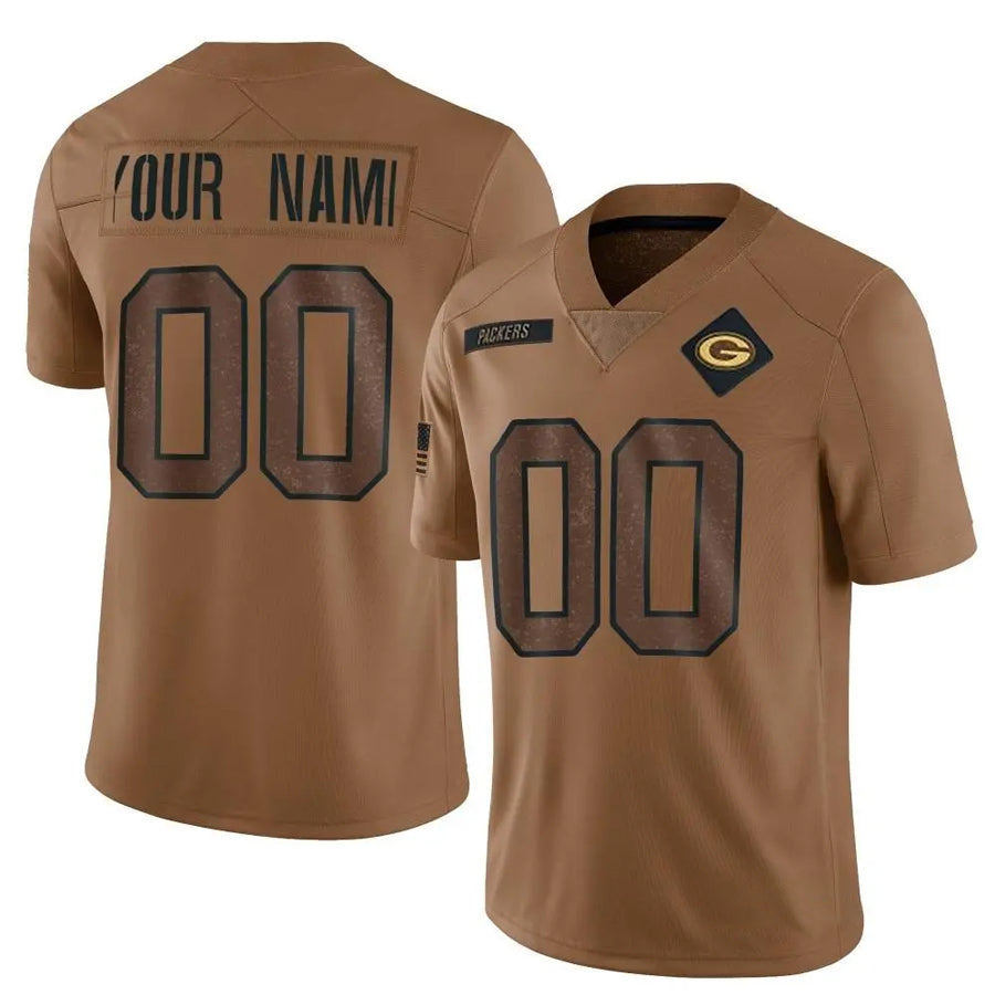 Kooe Custom GB.Packers Brown Salute To Service Limited Stitched Jerseys