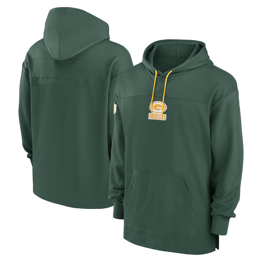 Kooe Custom GB.Packers Green Sideline Pullover Hoodie Stitched Jerseys