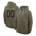 Kooe Custom GB.Packers Olive Salute to Service Pullover Hoodies Limited Any Name & Numbers Stitched Jerseys