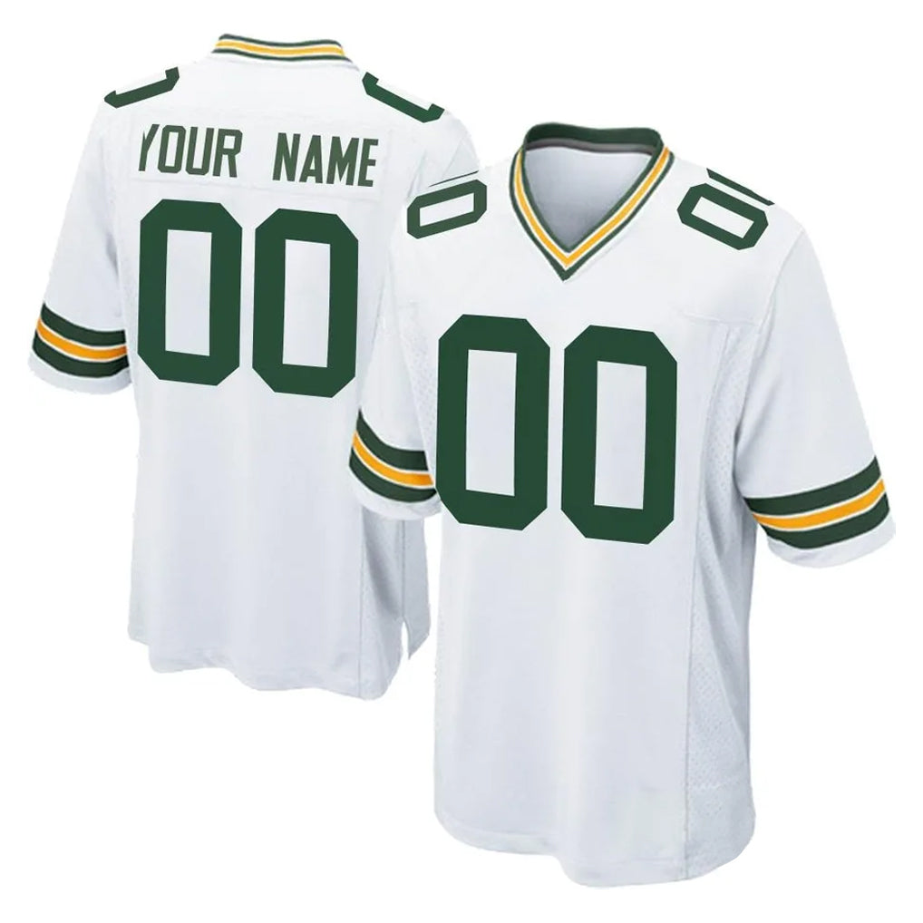 Kooe Custom GB.Packers White Home Game Any Name & Numbers Stitched Jerseys