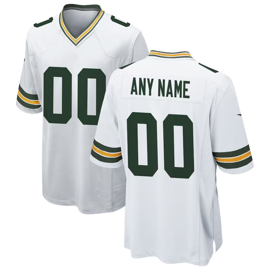 Kooe Custom GB.Packers White Home Game Stitched Jerseys