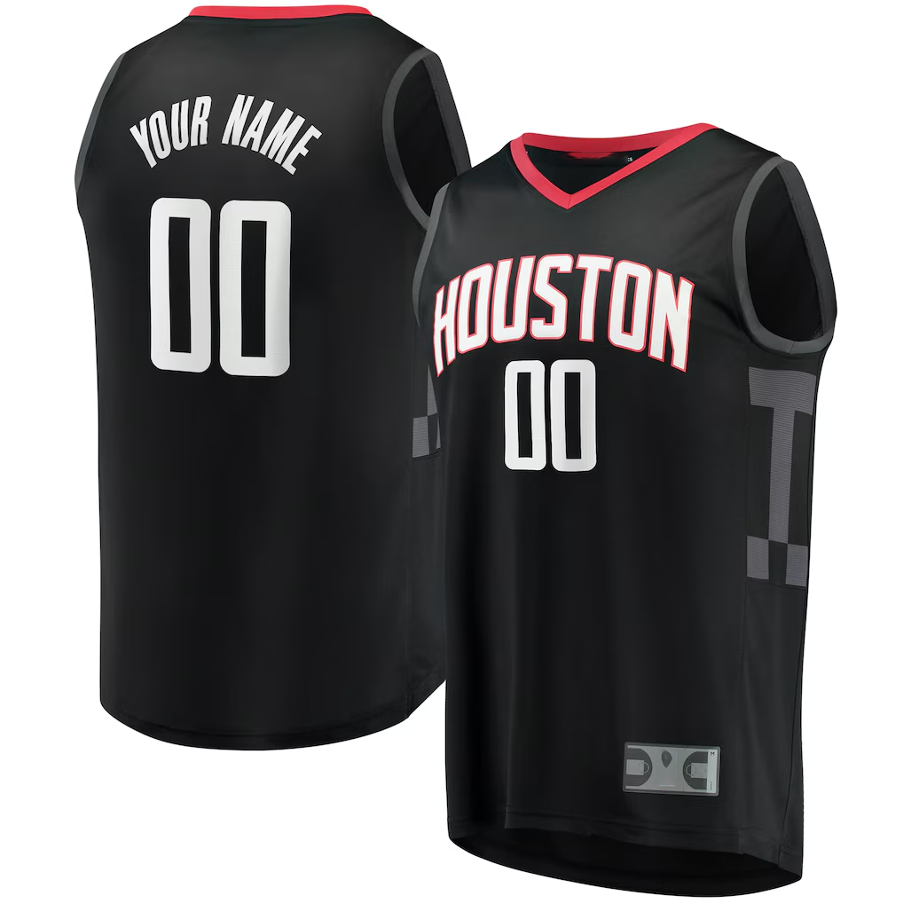 Kooe Custom H.Rockets Black Fast Break Replica Stitched Jerseys-Statement Edition