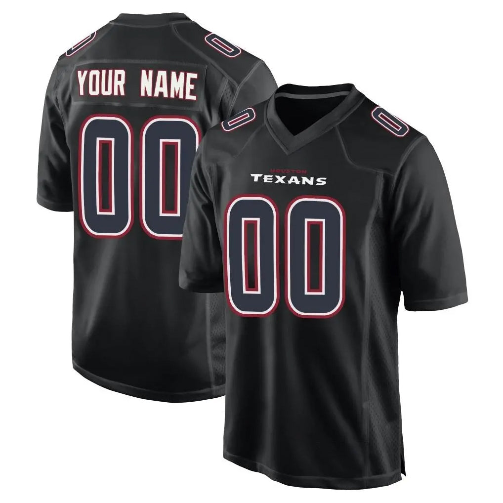Kooe Custom H.Texans Black Fashion Home Game Any Name & Numbers Stitched Jerseys