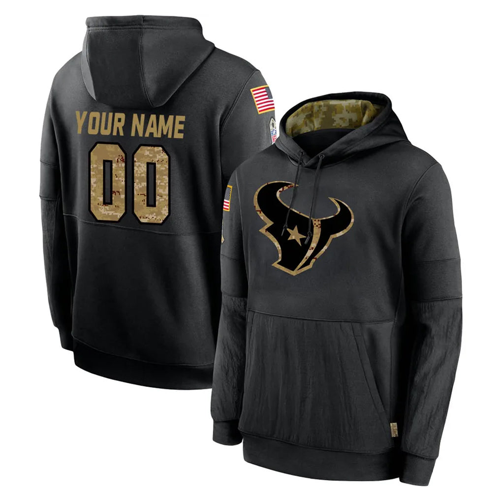Kooe Custom H.Texans Black Salute to Service Hoodies Limited Game Any Name & Numbers Stitched Jerseys