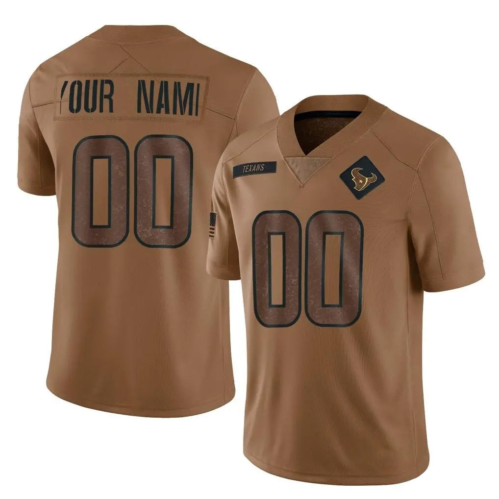 Kooe Custom H.Texans Brown Salute To Service Limited Any Name & Numbers Stitched Jerseys