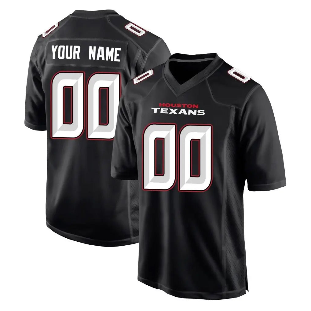 Kooe Custom H.Texans Carbon Black Fashion Home Game Any Name & Numbers Stitched Jerseys