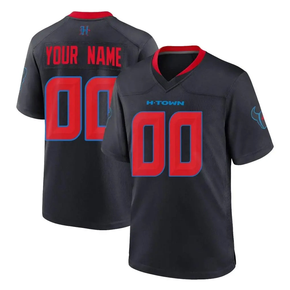 Kooe Custom H.Texans Navy 2nd Alternate Home Game Any Name & Numbers Stitched Jerseys