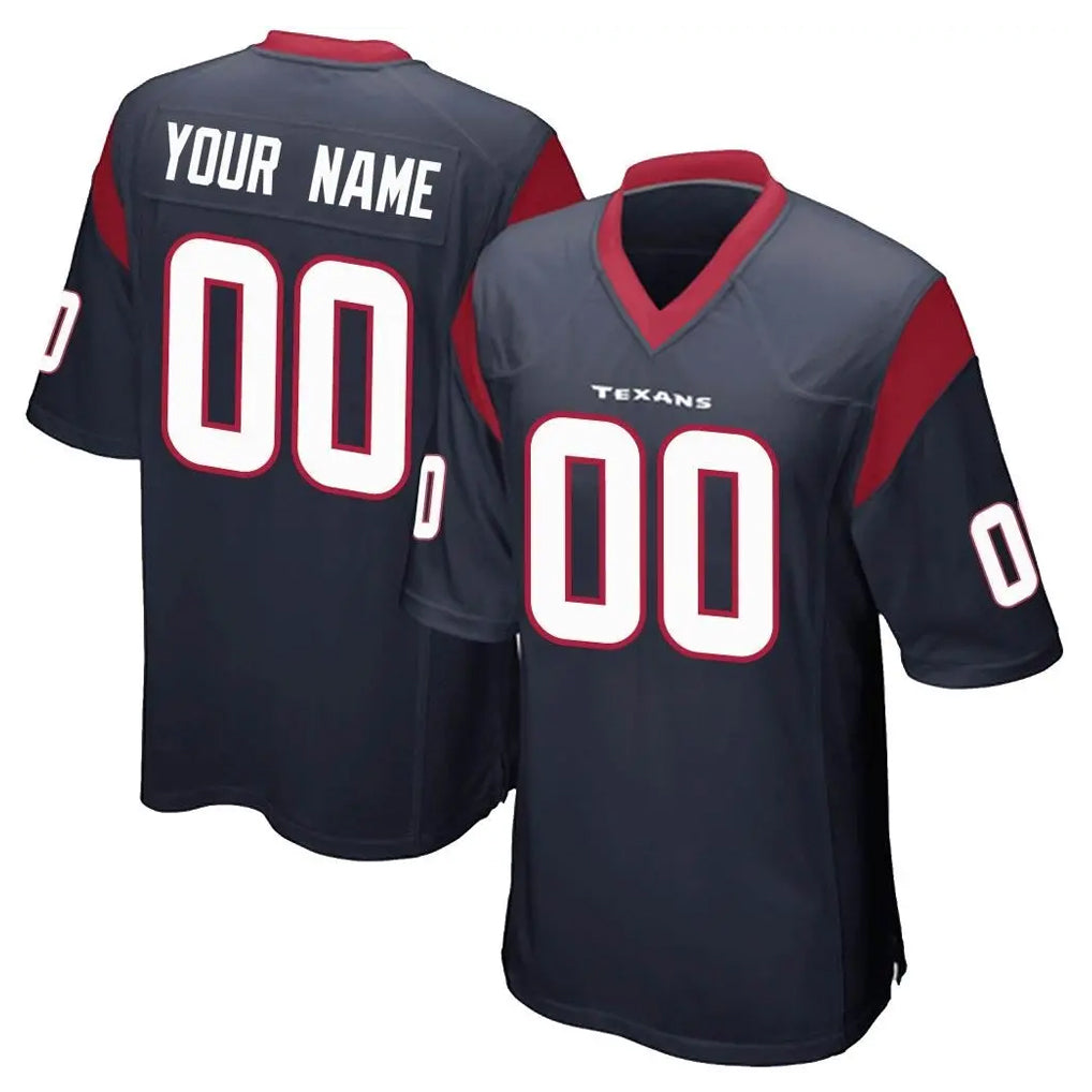 Kooe Custom H.Texans Navy Home Game Any Name & Numbers Stitched Jerseys