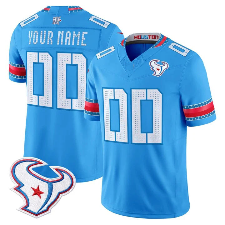 Kooe Custom H.Texans Rivalries Blue Jersey - All Stitched