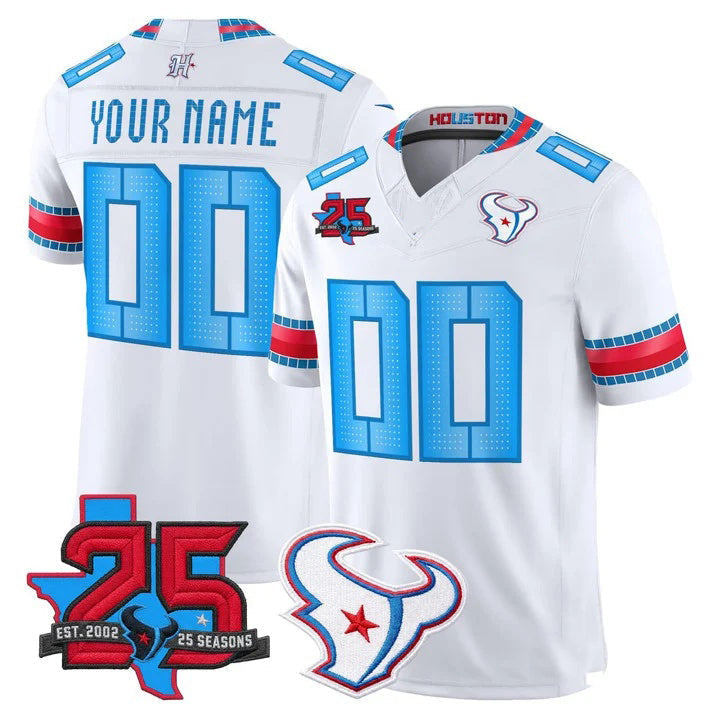 Kooe Custom H.Texans White Rivalries Jersey - All Stitched