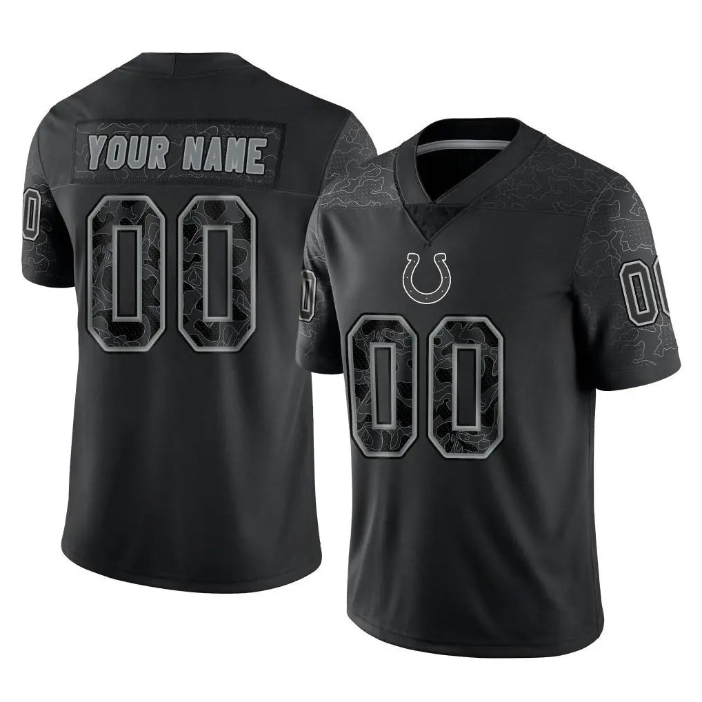 Kooe Custom IN.Colts Black Reflective Limited Game Any Name & Numbers Stitched Jerseys