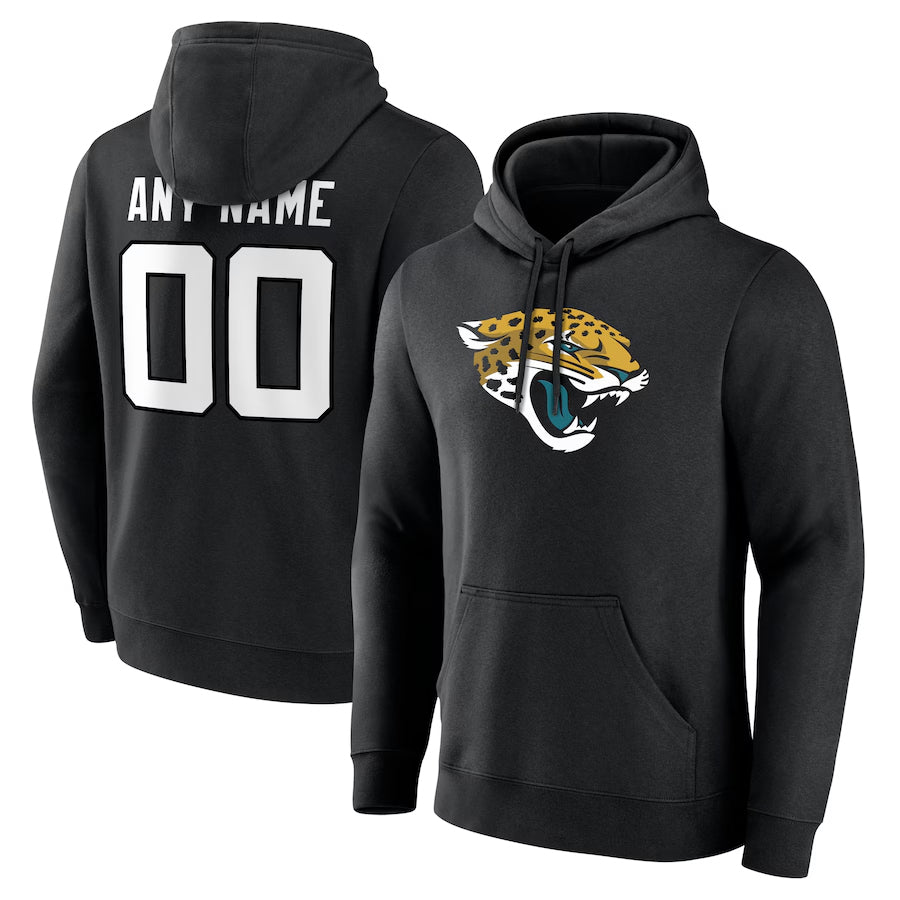 Kooe Custom J.Jaguars Black Pullover Hoodie Game Stitched Jerseys
