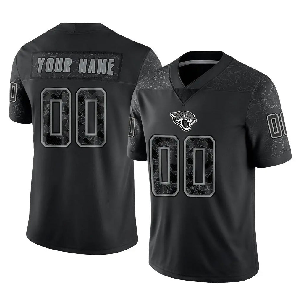 Kooe Custom J.Jaguars Black Reflective Limited Game Any Name & Numbers Stitched Jerseys