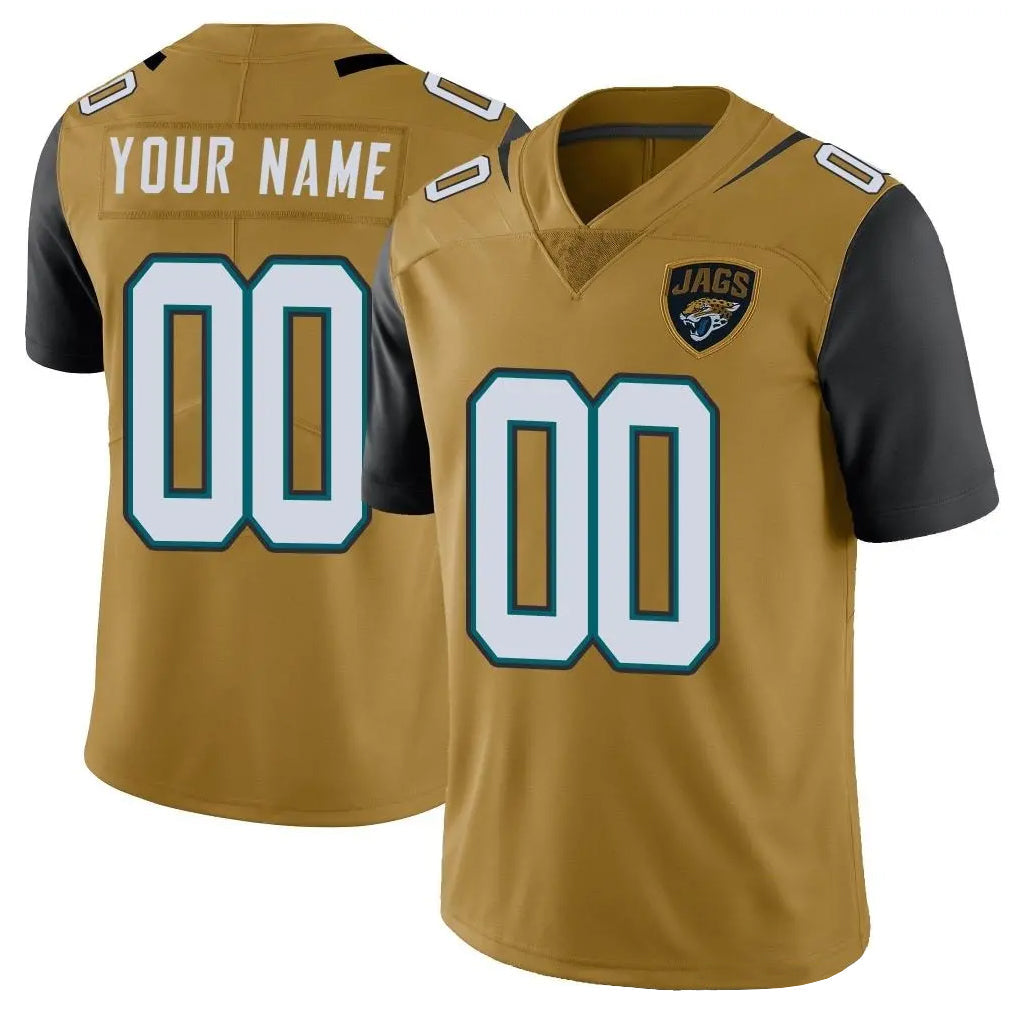 Kooe Custom J.Jaguars Gold Vapor Limited Home Game Any Name & Numbers Stitched Jerseys