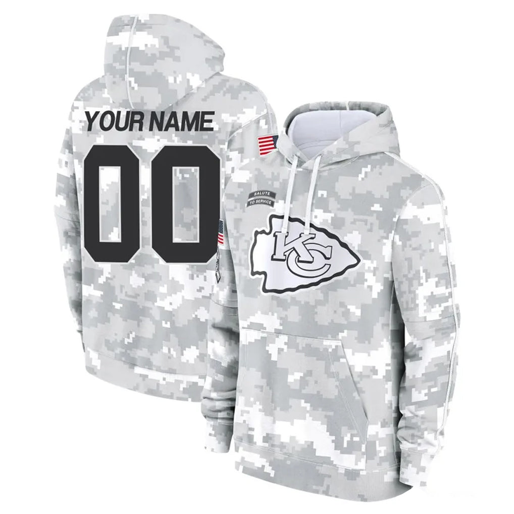 Kooe Custom KC.Chiefs Arctic Camo Salute to Service Hoodies Limited Game Any Name & Numbers Stitched Jerseys