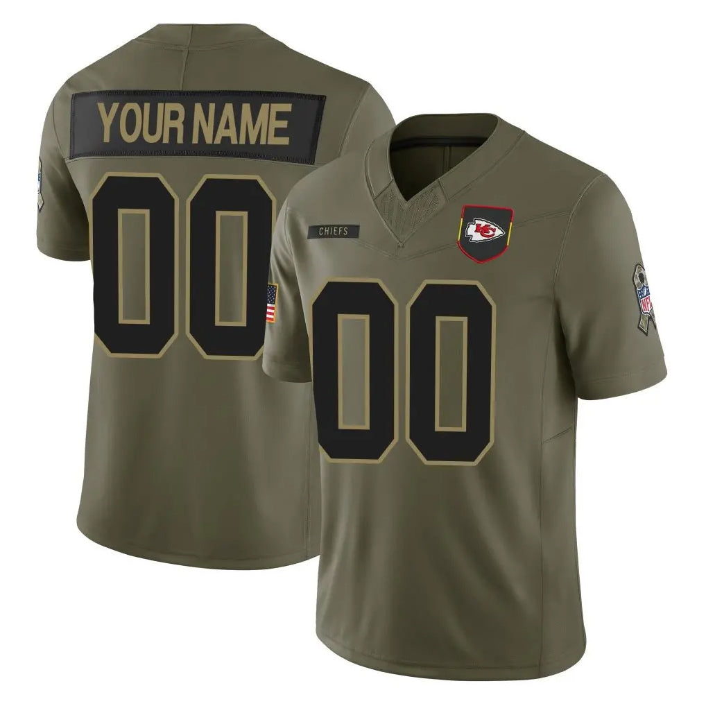Kooe Custom KC.Chiefs Olive 2025 Salute To Service Limited Game Any Name & Numbers Stitched Jerseys
