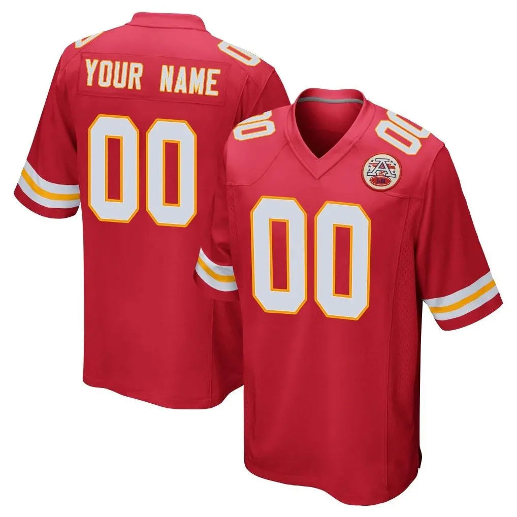 Kooe Custom KC.Chiefs Red Home Game Any Name & Numbers Stitched Jerseys