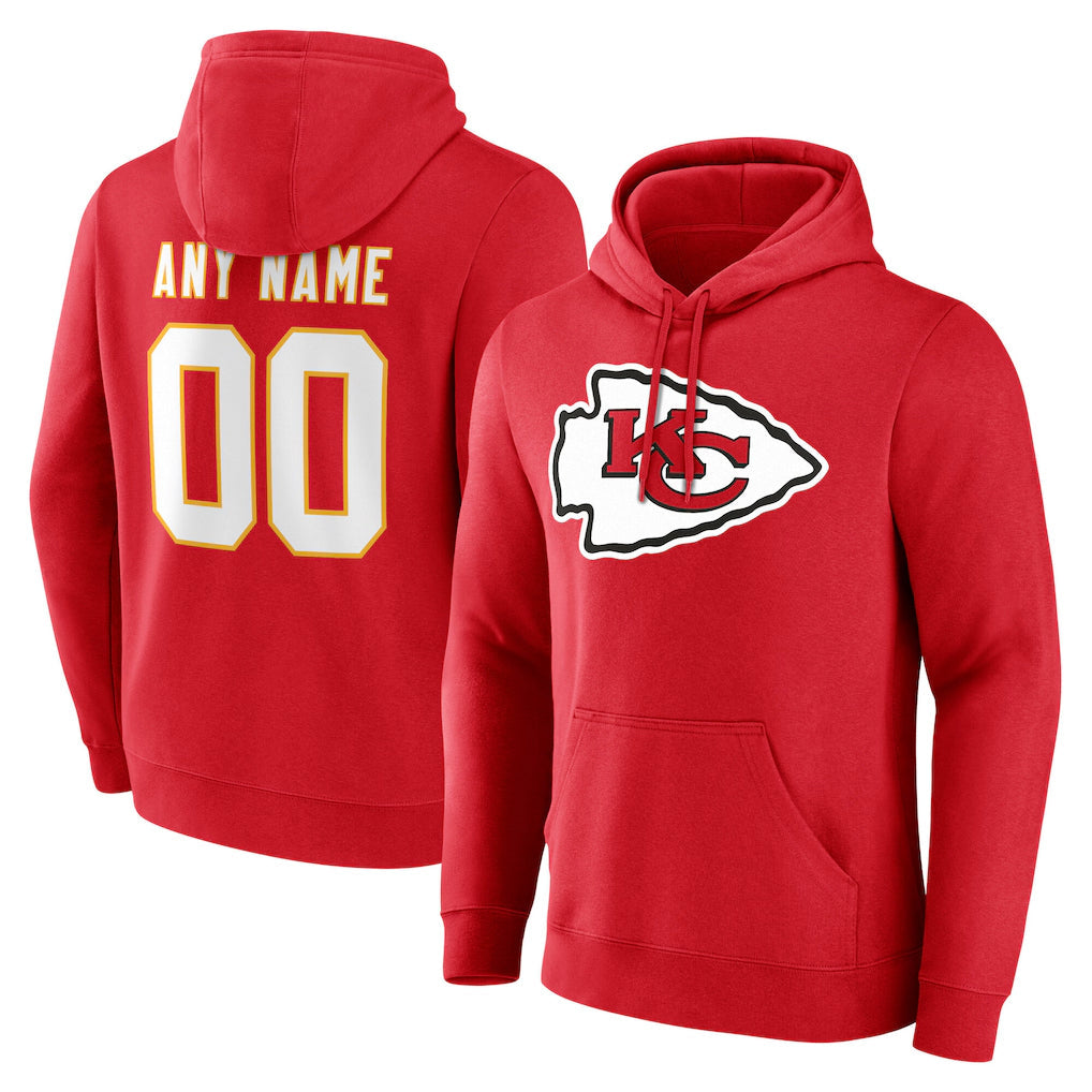 Kooe Custom KC.Chiefs Red LoGo Pullover Hoodies Limited Any Name & Numbers Stitched Jerseys