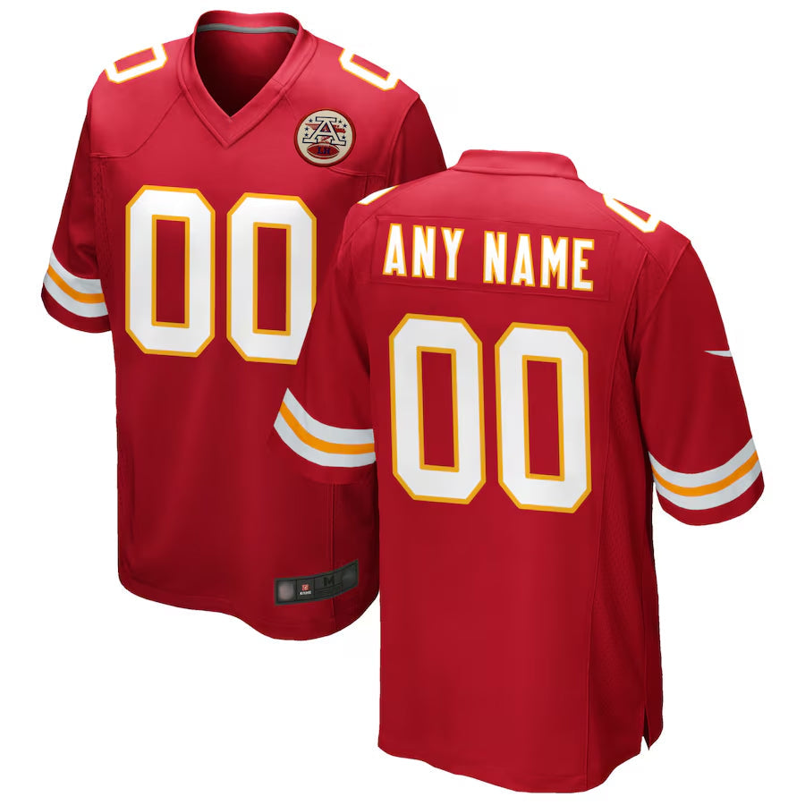Kooe Custom KC.Chiefs Red Replica Game Stitched Jerseys