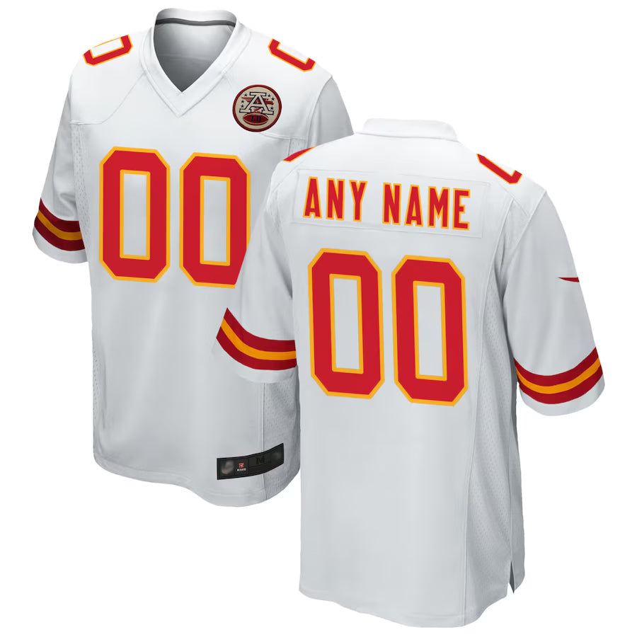 Kooe Custom KC.Chiefs White Replica Game Stitched Jerseys