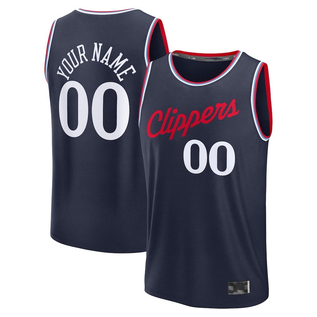 Kooe Custom L.Clippers Navy Fast Break Stitched Jerseys- Icon Edition