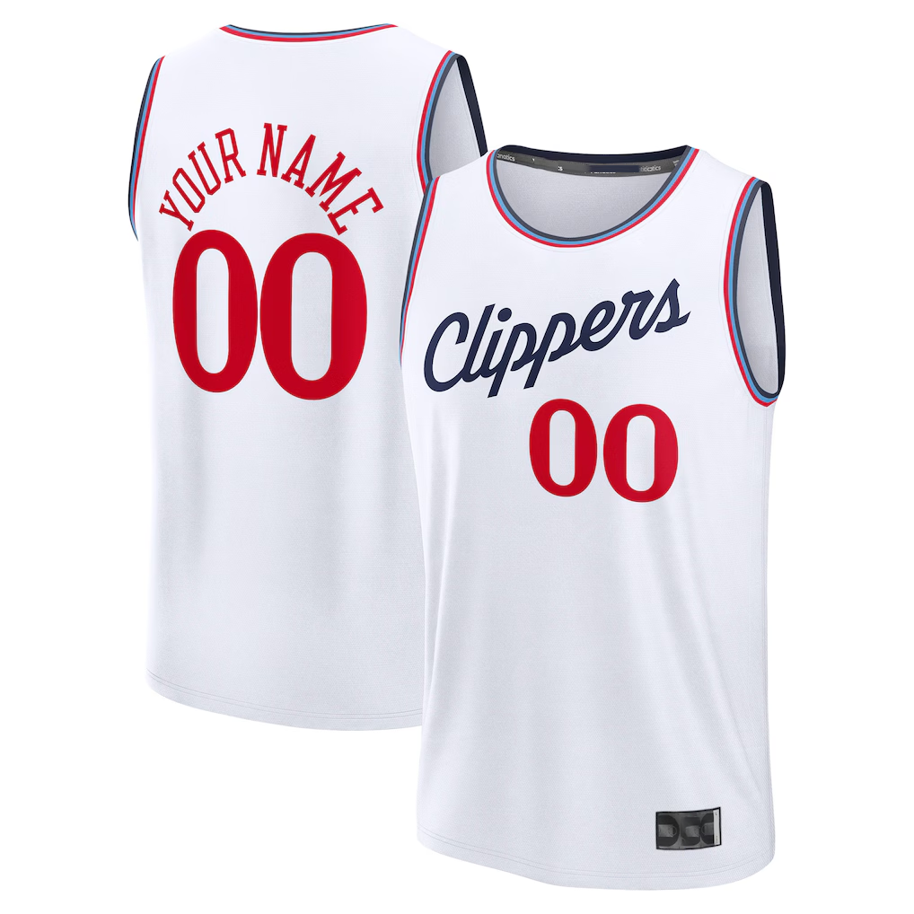 Kooe Custom L.Clippers White Fast Break Stitched Jerseys - Association Edition
