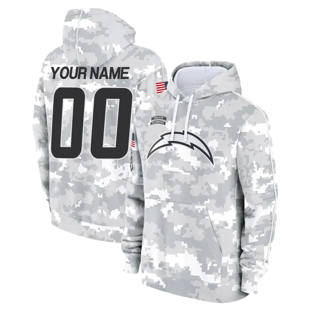 Kooe Custom LA.Chargers Arctic Camo Salute to Service Hoodies Limited Game Any Name & Numbers Stitched Jerseys