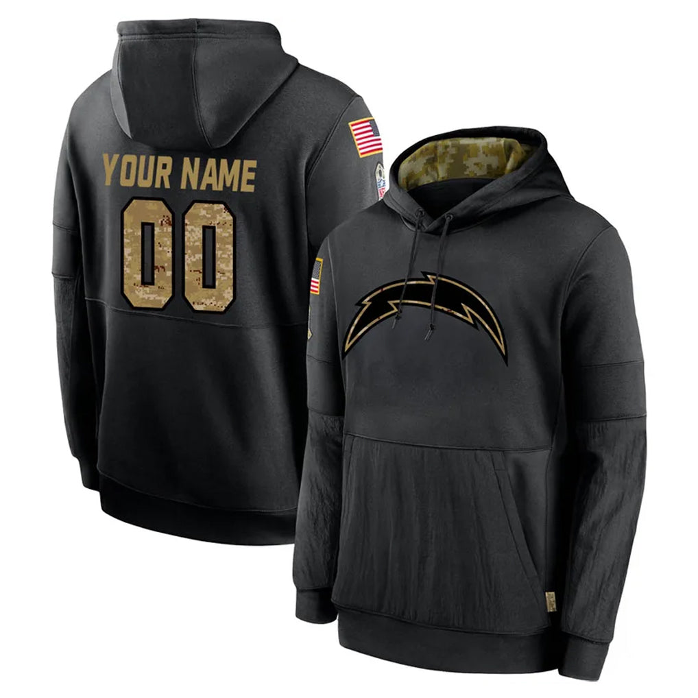 Kooe Custom LA.Chargers Black Salute to Service Hoodies Limited Game Any Name & Numbers Stitched Jerseys