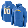 Kooe Custom LA.Chargers Blue LOGO Pullover Hoodies Home Game Any Name & Numbers Stitched Jerseys