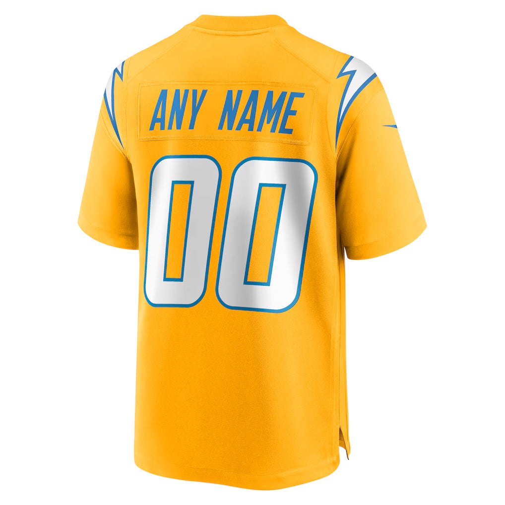 Kooe Custom LA.Chargers Gold Home Game Stitched Jerseys