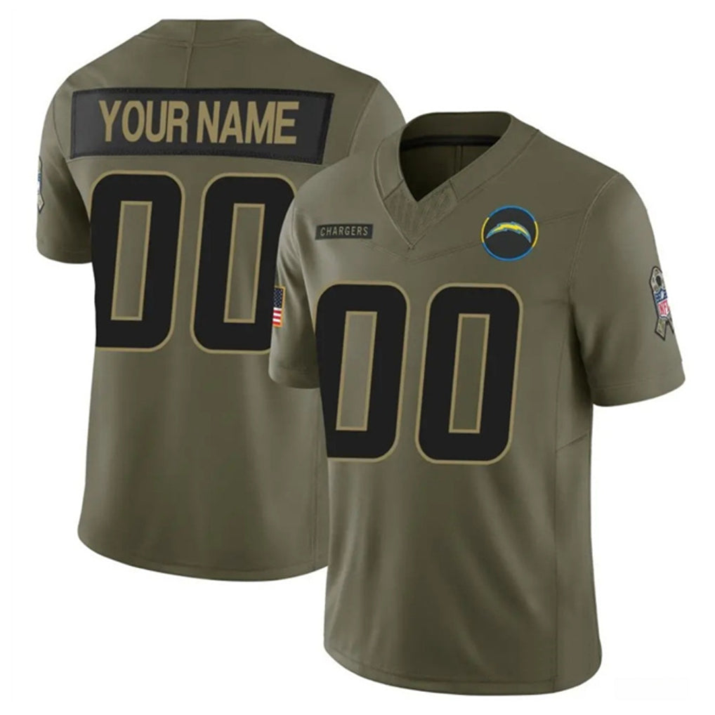 Kooe Custom LA.Chargers Salute To Service Olive Limited Stitched Jerseys