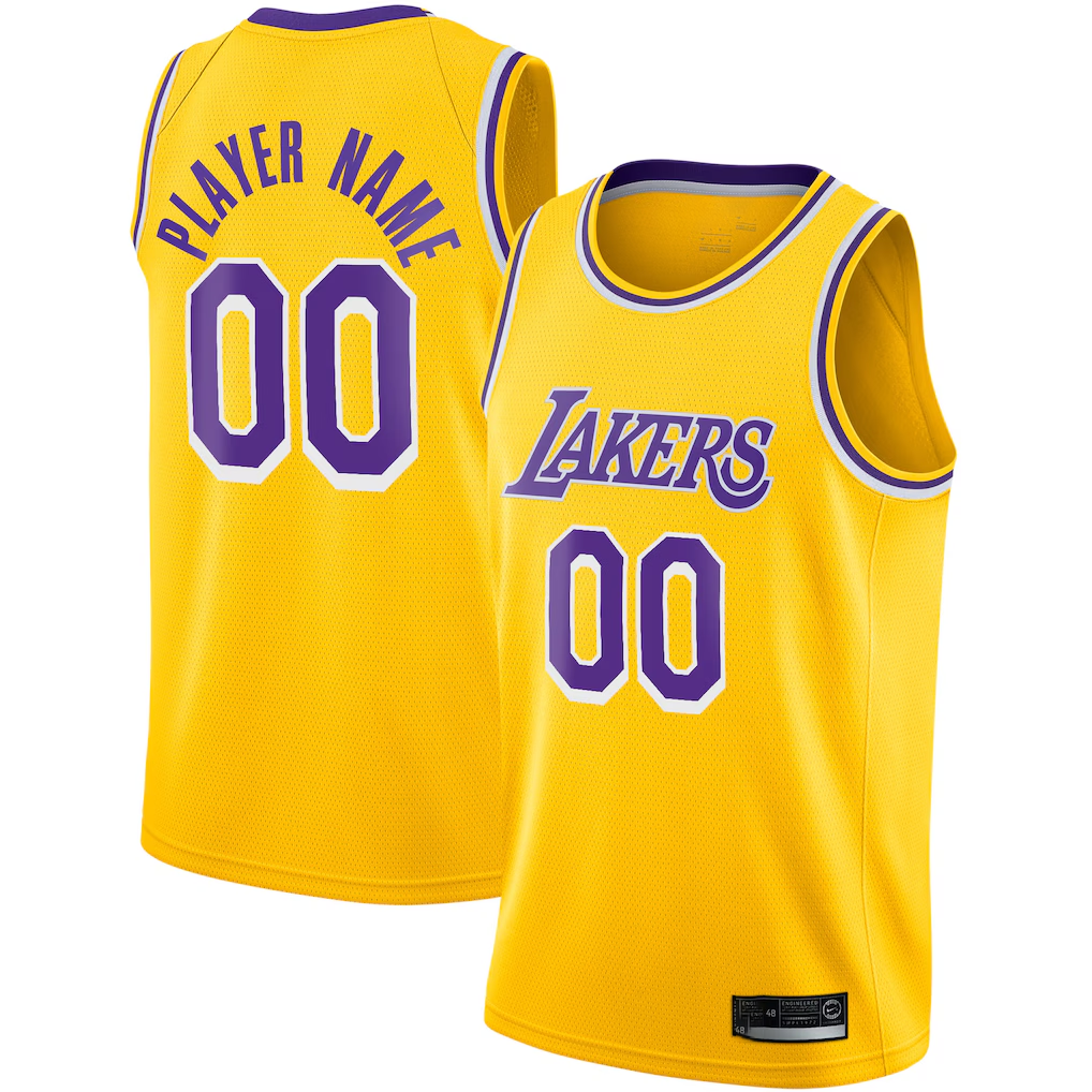 Kooe Custom LA.Lakers Gold 2020-2021 Swingman Stitched Jerseys - Icon Edition