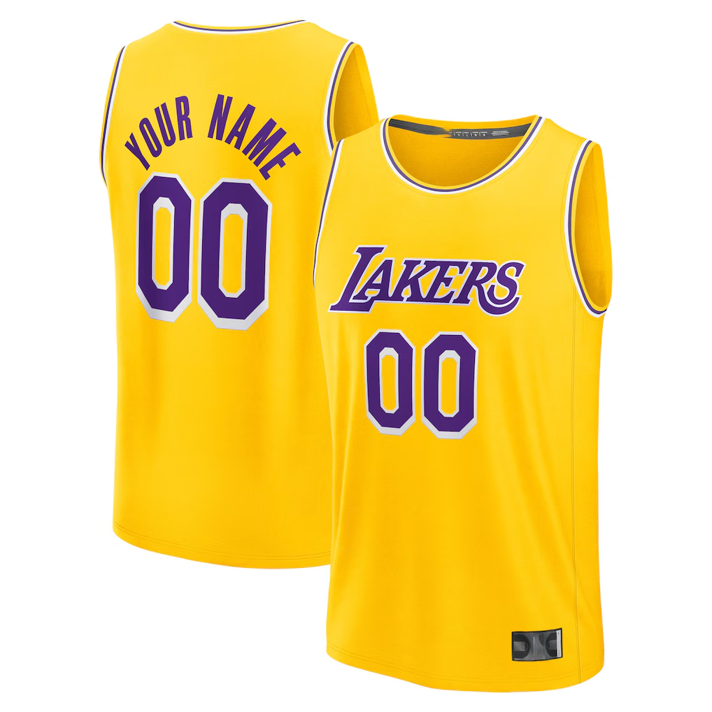 Kooe Custom LA.Lakers Gold Fast Break Stitched Jerseys - Icon Edition