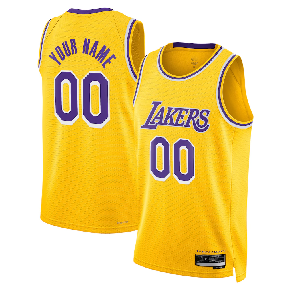 Kooe Custom LA.Lakers Gold Swingman Stitched Jerseys - Icon Edition