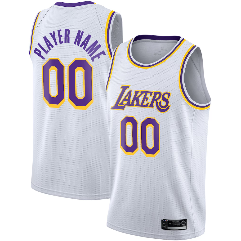Kooe Custom LA.Lakers White 2020-2021 Swingman Stitched Jerseys - Association Edition