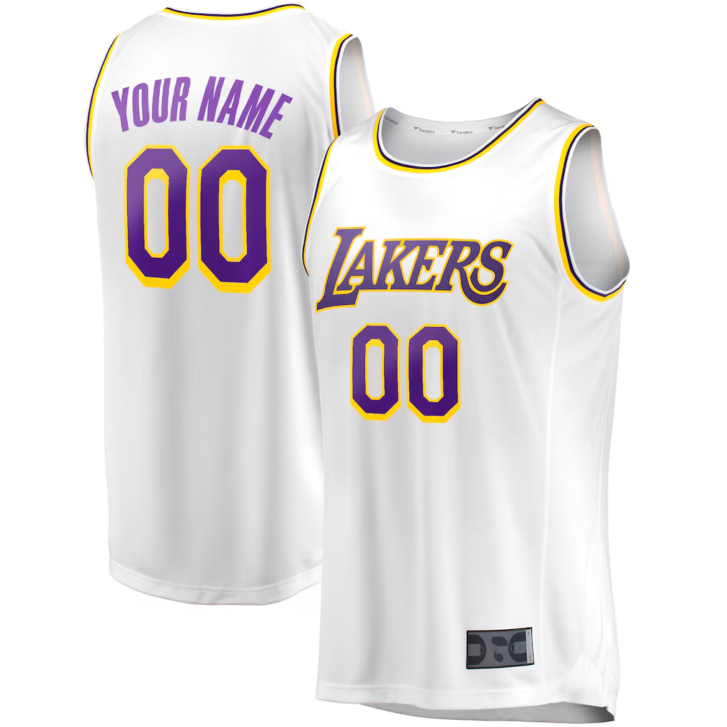 Kooe Custom LA.Lakers White Fast Break Replica Stitched Jerseys - Association Edition