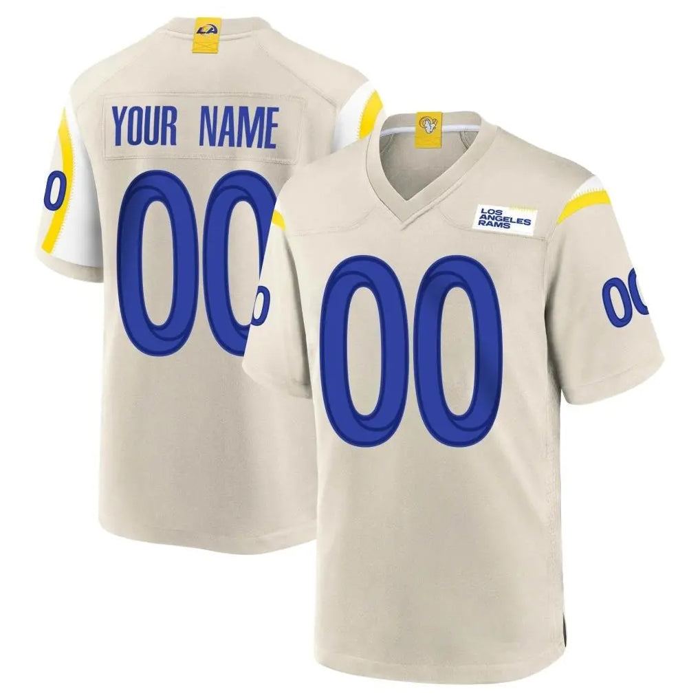 Kooe Custom LA.Rams Bone Home Game Any Name & Numbers Stitched Jerseys