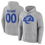 Kooe Custom LA.Rams Light Gray Pullover Hoodie Limited Game Any Name & Numbers Stitched Jerseys