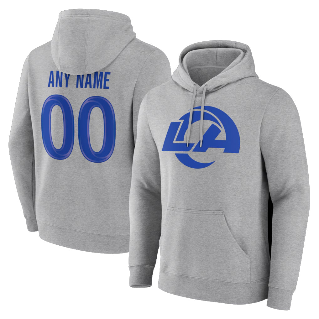 Kooe Custom LA.Rams Light Gray Pullover Hoodie Limited Game Any Name & Numbers Stitched Jerseys