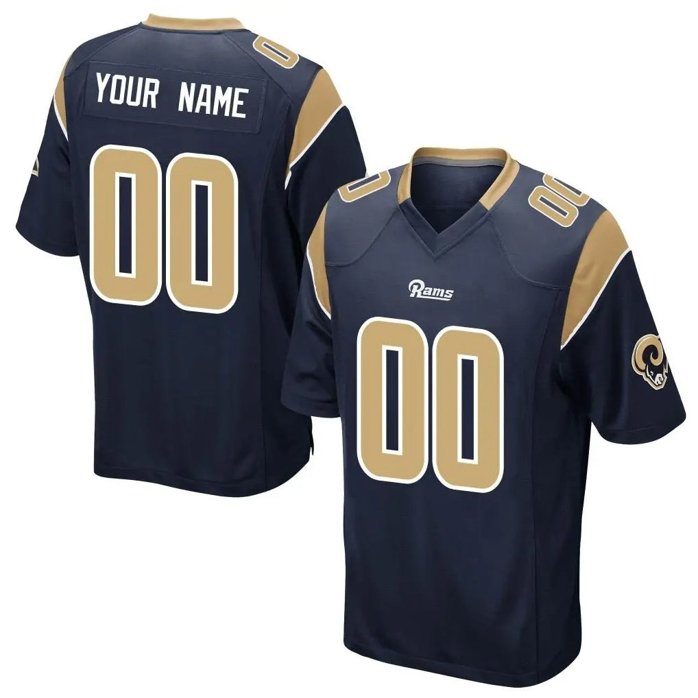 Kooe Custom LA.Rams Navy Home Game Any Name & Numbers Stitched Jerseys