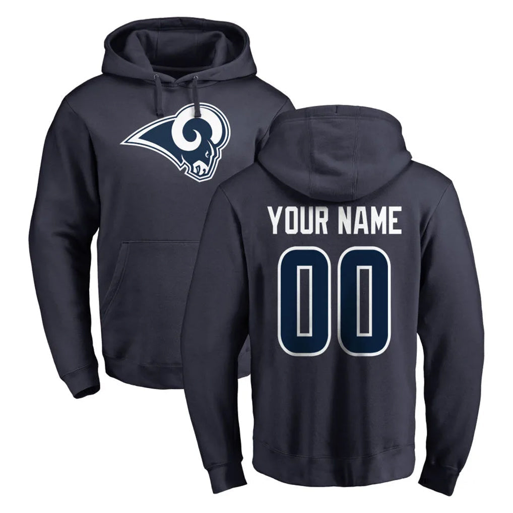 Kooe Custom LA.Rams Navy Pullover Hoodie Limited Game Any Name & Numbers Stitched Jerseys