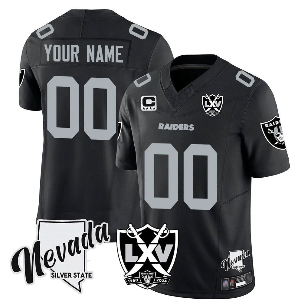 Kooe Custom LV.Raiders Black 65th Anniversary Vapor Limited Home Game Any Name & Numbers Stitched Jerseys