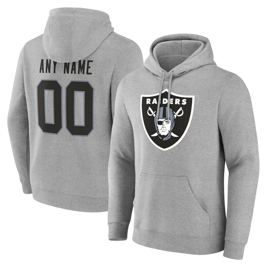 Kooe Custom LV.Raiders Gray LOGO Pullover Hoodies Home Game Any Name & Numbers Stitched Jerseys