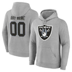 Kooe Custom LV.Raiders Gray LOGO Pullover Hoodies Home Game Any Name & Numbers Stitched Jerseys